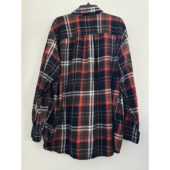 St John's Bay Men Shirt 2XLT Red/Blk Super Soft Plaid Flannel L/S Workwear Farm - Picture 7 of 12